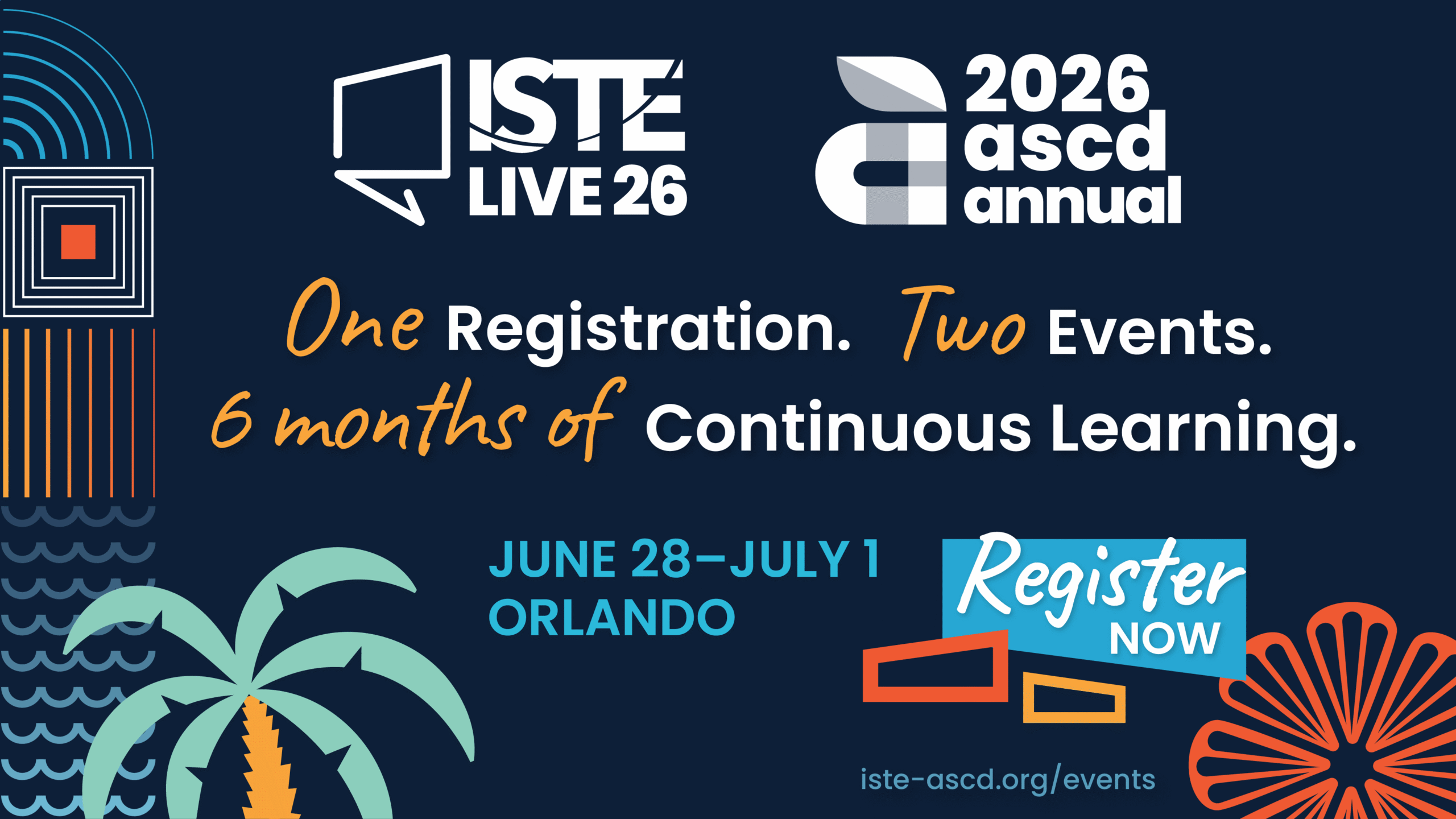 Graphic for the ISTE Live 26 conference in Orlando Florida
